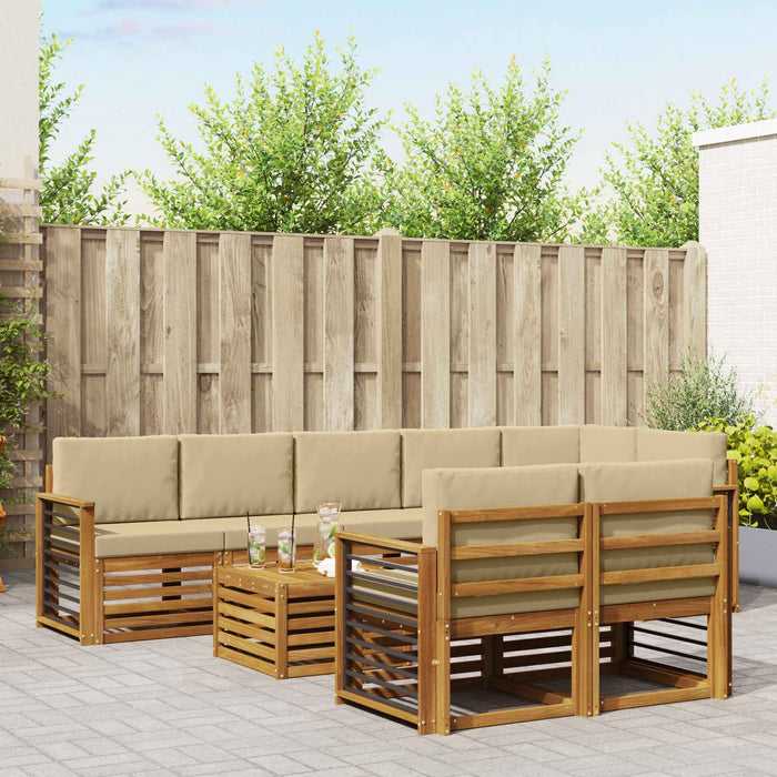 Seturi de canapele 9 pcs Natural și Bej Lemn Solid de Acacia - WALTI WALTI