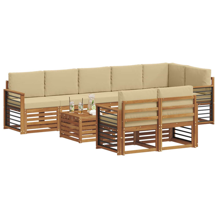 Seturi de canapele 9 pcs Natural și Bej Lemn Solid de Acacia - WALTI WALTI