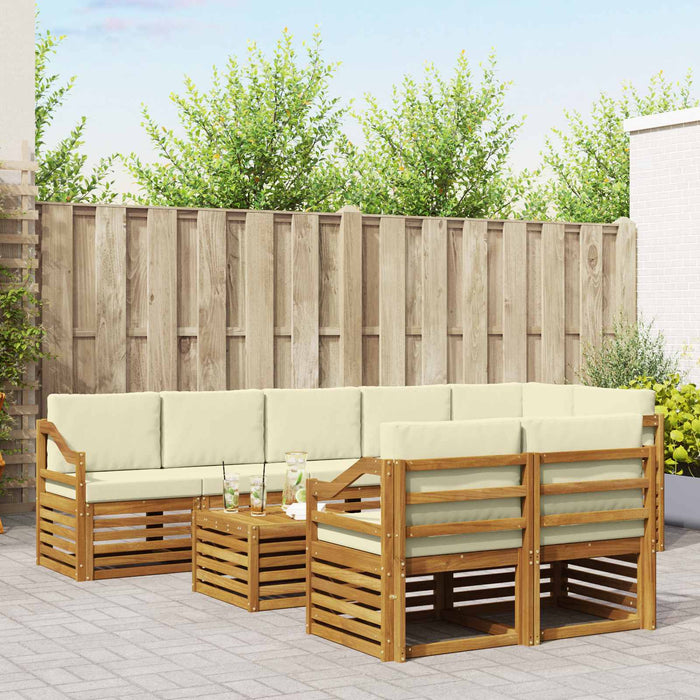 Seturi de canapele 9 pcs Natural și Crem Lemn Solid de Acacia - WALTI WALTI