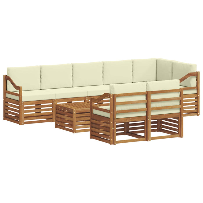 Seturi de canapele 9 pcs Natural și Crem Lemn Solid de Acacia - WALTI WALTI