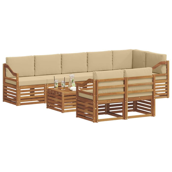 Seturi de canapele 9 pcs Natural și Bej Lemn Solid de Acacia - WALTI WALTI