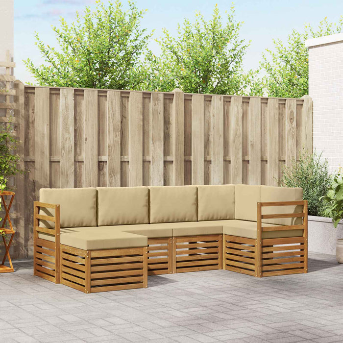 Seturi de canapele 6 pcs Natural și Bej Lemn Solid de Acacia - WALTI WALTI