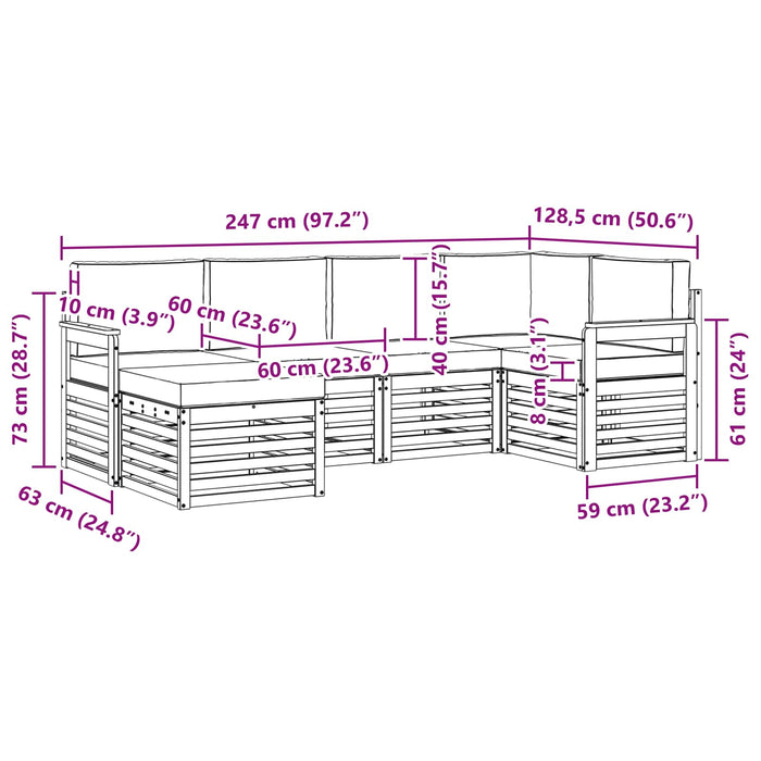 Seturi de canapele cu pernă 6 pcs Gri natural și deschis - WALTI WALTI