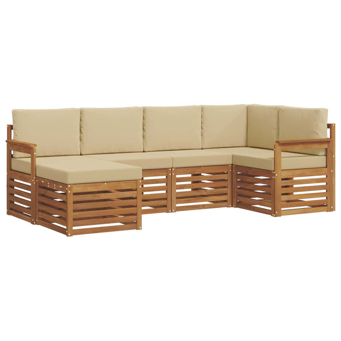 Seturi de canapele 6 pcs Natural și Bej Lemn Solid de Acacia - WALTI WALTI