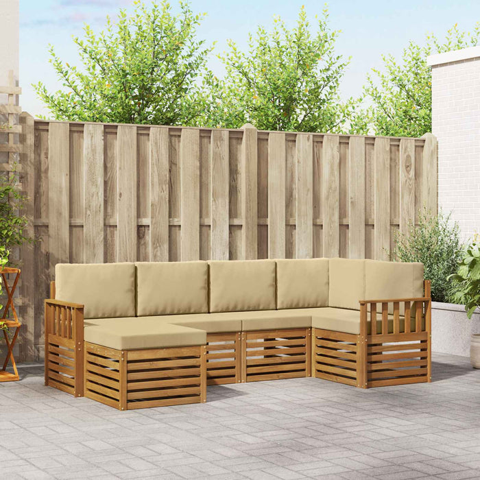 Seturi de canapele 6 pcs Natural și Bej Lemn Solid de Acacia - WALTI WALTI