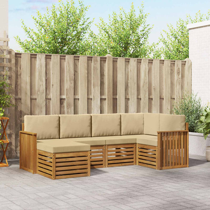 Seturi de canapele 6 pcs Natural și Bej Lemn Solid de Acacia - WALTI WALTI