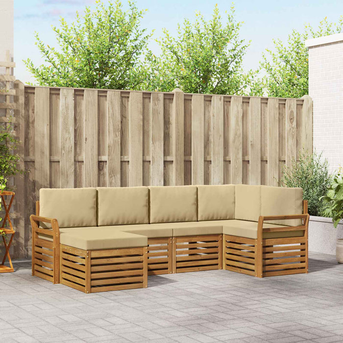 Seturi de canapele 6 pcs Natural și Bej Lemn Solid de Acacia - WALTI WALTI