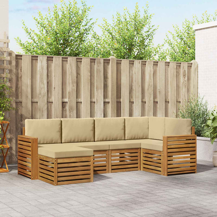 Seturi de canapele 6 pcs Natural și Bej Lemn Solid de Acacia - WALTI WALTI
