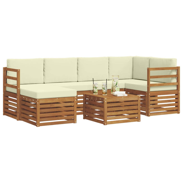 Seturi de canapele 7 pcs Natural și Crem Lemn Solid de Acacia - WALTI WALTI