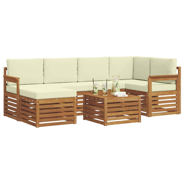 Seturi de canapele 7 pcs Natural și Crem Lemn Solid de Acacia - WALTI WALTI