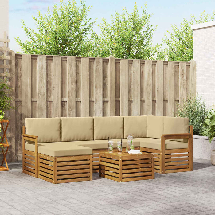 Seturi de canapele 7 pcs Natural și Bej Lemn Solid de Acacia - WALTI WALTI