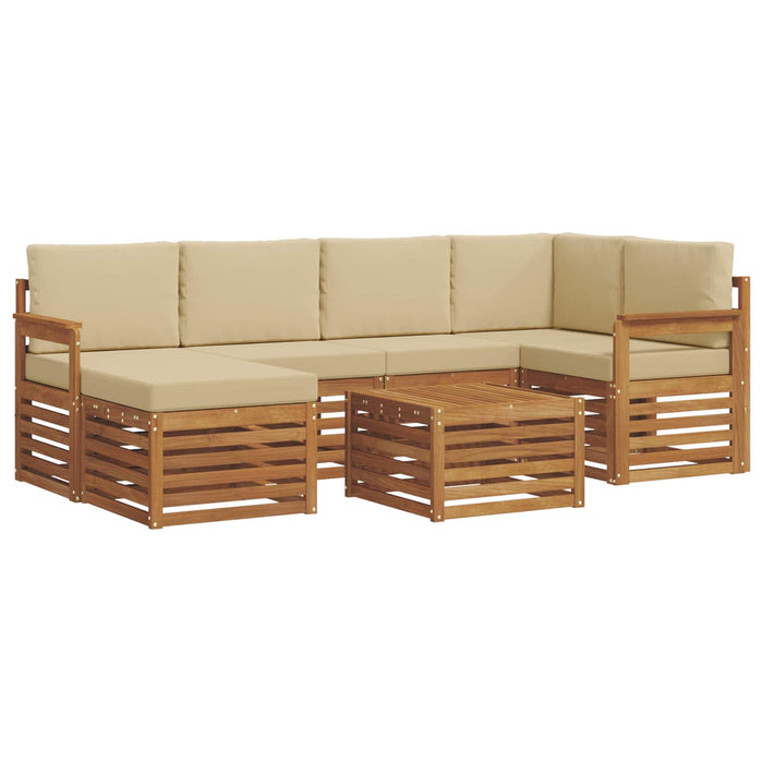 Seturi de canapele 7 pcs Natural și Bej Lemn Solid de Acacia - WALTI WALTI