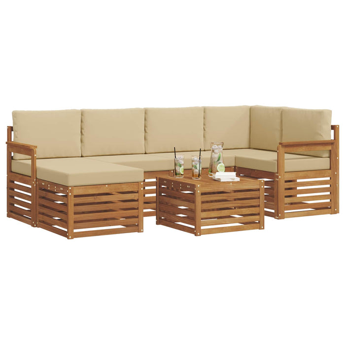 Seturi de canapele 7 pcs Natural și Bej Lemn Solid de Acacia - WALTI WALTI