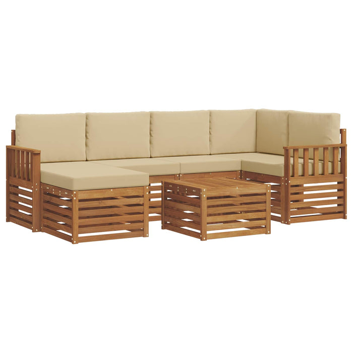 Seturi de canapele 7 pcs Natural și Bej Lemn Solid de Acacia - WALTI WALTI