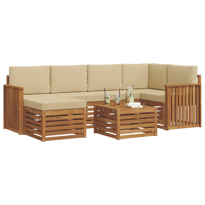 Seturi de canapele 7 pcs Natural și Bej Lemn Solid de Acacia - WALTI WALTI