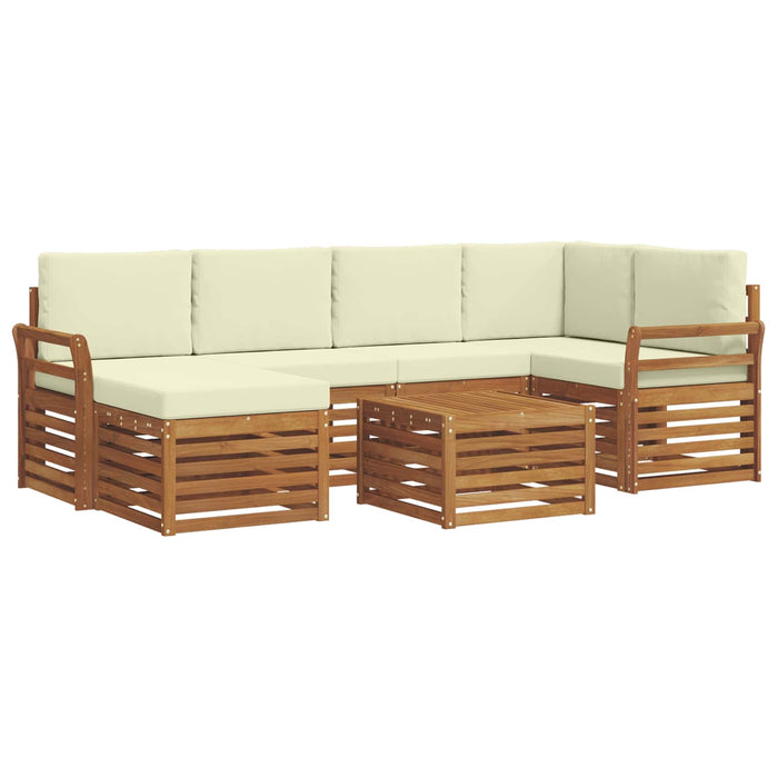 Seturi de canapele 7 pcs Natural și Crem Lemn Solid de Acacia - WALTI WALTI