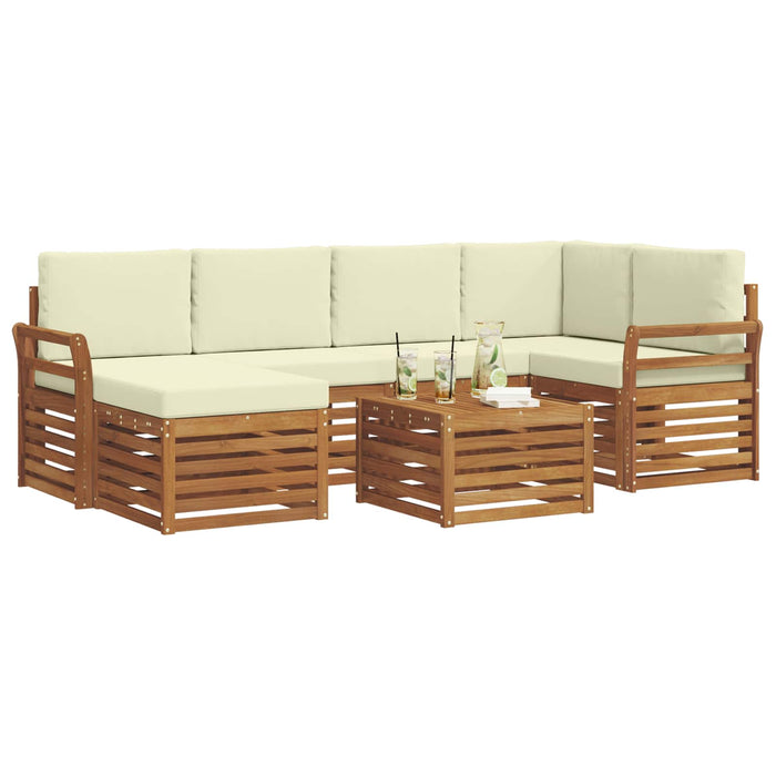 Seturi de canapele 7 pcs Natural și Crem Lemn Solid de Acacia - WALTI WALTI