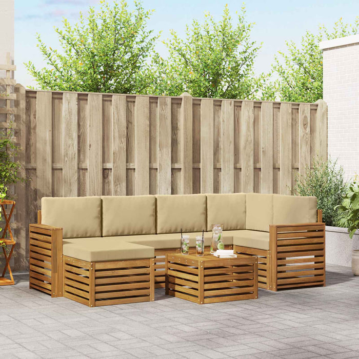 Seturi de canapele 7 pcs Natural și Bej Lemn Solid de Acacia - WALTI WALTI