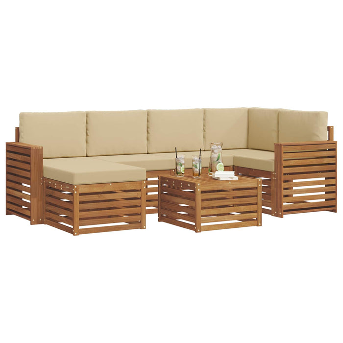 Seturi de canapele 7 pcs Natural și Bej Lemn Solid de Acacia - WALTI WALTI