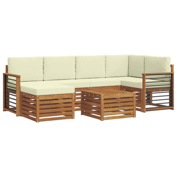 Seturi de canapele 7 pcs Natural și Crem Lemn Solid de Acacia - WALTI WALTI