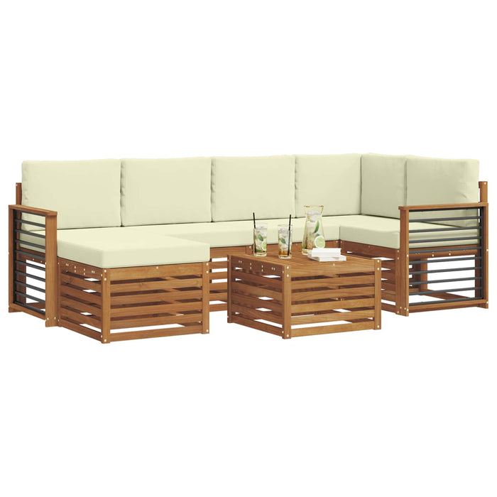 Seturi de canapele 7 pcs Natural și Crem Lemn Solid de Acacia - WALTI WALTI