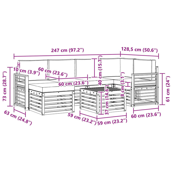Seturi de canapele cu pernă 7 pcs Gri natural și deschis - WALTI WALTI