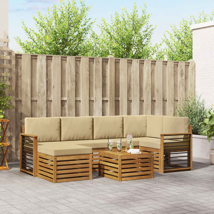 Seturi de canapele 7 pcs Natural și Bej Lemn Solid de Acacia - WALTI WALTI
