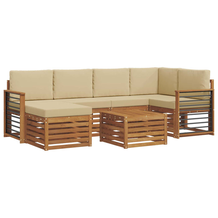 Seturi de canapele 7 pcs Natural și Bej Lemn Solid de Acacia - WALTI WALTI