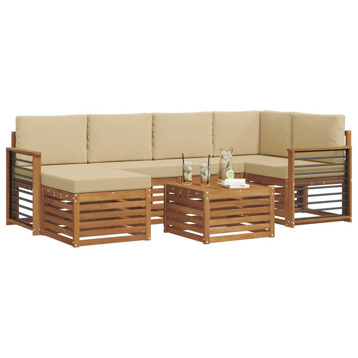 Seturi de canapele 7 pcs Natural și Bej Lemn Solid de Acacia - WALTI WALTI