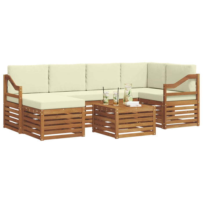Seturi de canapele 7 pcs Natural și Crem Lemn Solid de Acacia - WALTI WALTI