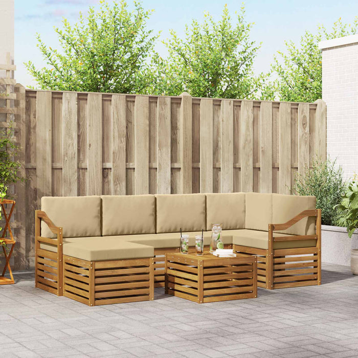 Seturi de canapele 7 pcs Natural și Bej Lemn Solid de Acacia - WALTI WALTI