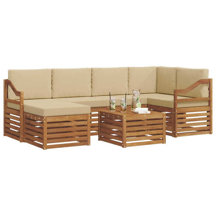Seturi de canapele 7 pcs Natural și Bej Lemn Solid de Acacia - WALTI WALTI