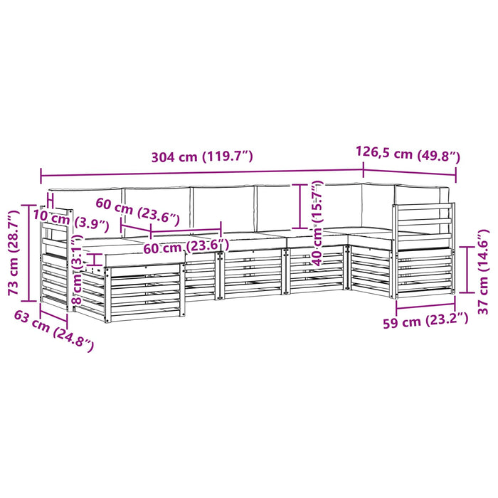 Set canapea sectională cu pernă 7 pcs Natural și Crem - WALTI WALTI