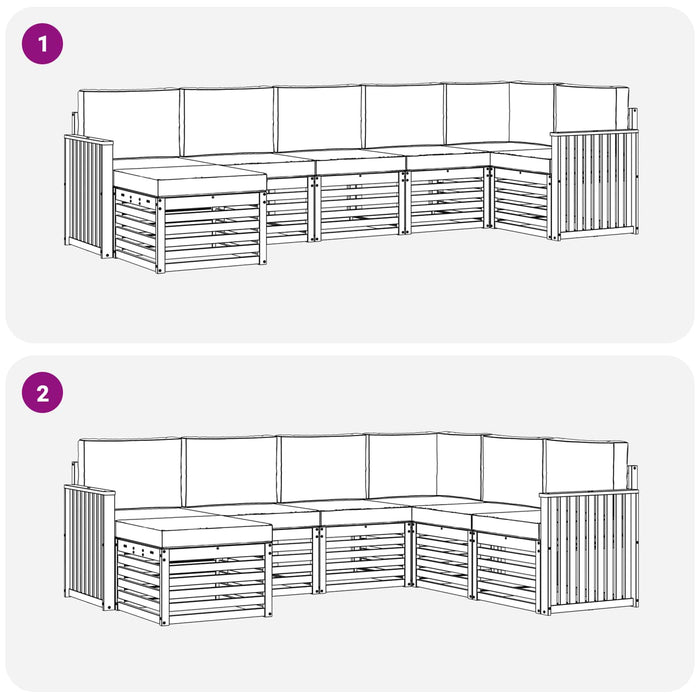 Set canapea sectională cu pernă 7 pcs Natural și Crem - WALTI WALTI