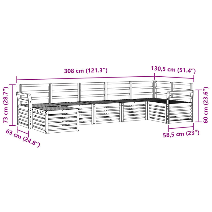 Set canapea sectională 7 pcs natural Lemn Solid de Acacia - WALTI WALTI