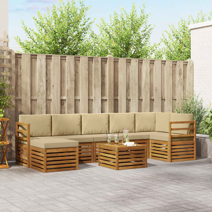 Set de canapele de exterior cu pernă 8 pcs Natural și Bej - WALTI WALTI