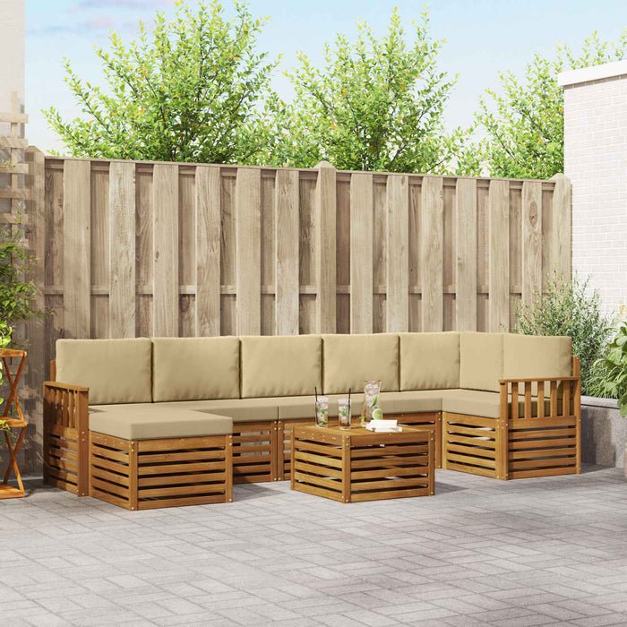 Set de canapele de exterior cu pernă 8 pcs Natural și Bej - WALTI WALTI