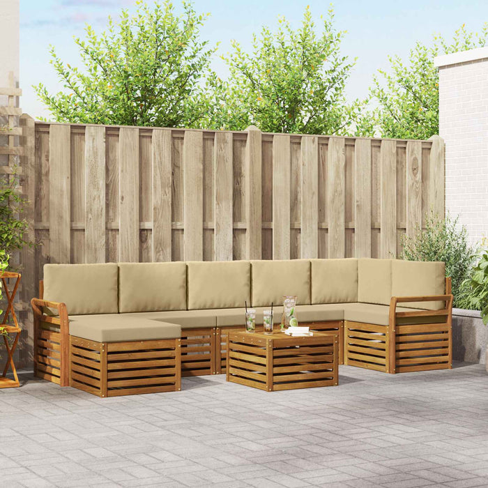 Set de canapele de exterior cu pernă 8 pcs Natural și Bej - WALTI WALTI