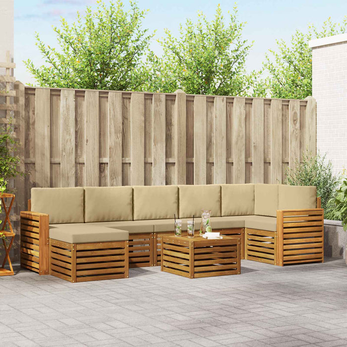 Set de canapele de exterior cu pernă 8 pcs Natural și Bej - WALTI WALTI