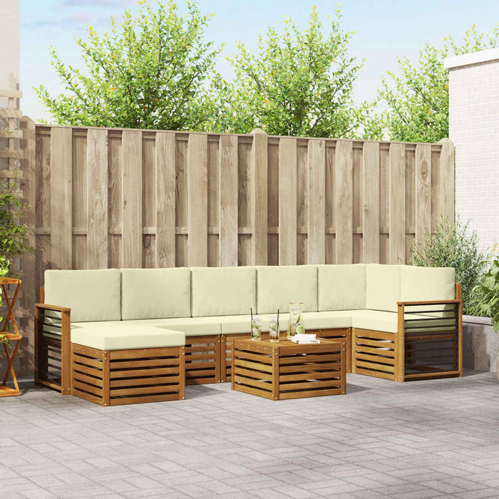 Set de canapele de exterior cu pernă 8 pcs Natural și Crem - WALTI WALTI