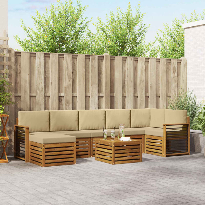 Set de canapele de exterior cu pernă 8 pcs Natural și Bej - WALTI WALTI
