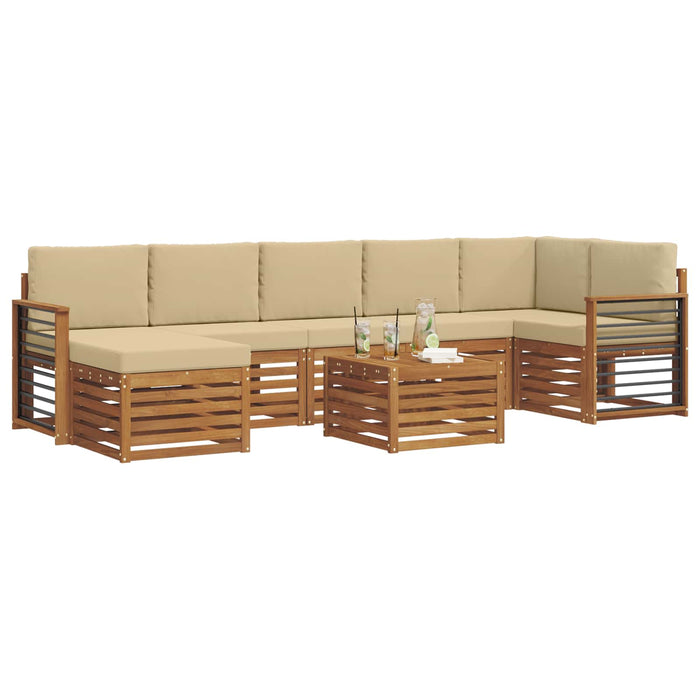 Set de canapele de exterior cu pernă 8 pcs Natural și Bej - WALTI WALTI