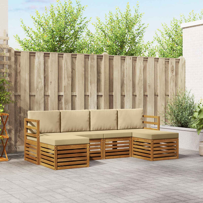 Seturi de canapele 6 pcs Natural și Bej Lemn Solid de Acacia - WALTI WALTI
