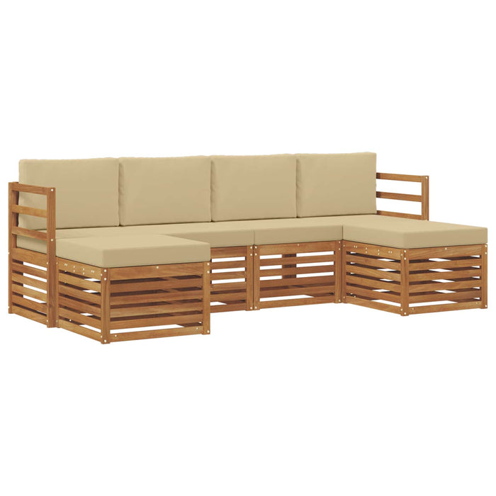 Seturi de canapele 6 pcs Natural și Bej Lemn Solid de Acacia - WALTI WALTI