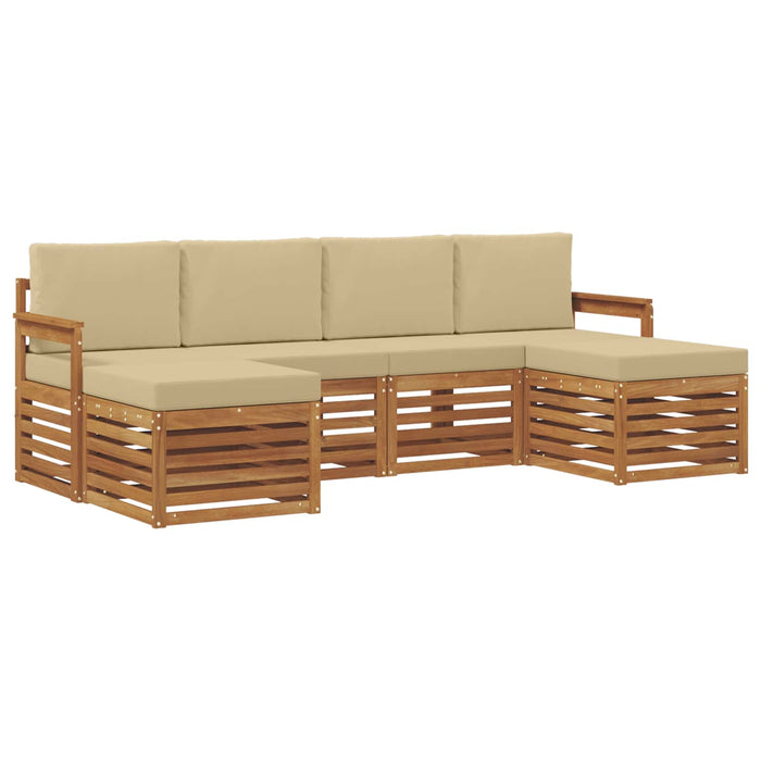 Seturi de canapele 6 pcs Natural și Bej Lemn Solid de Acacia - WALTI WALTI