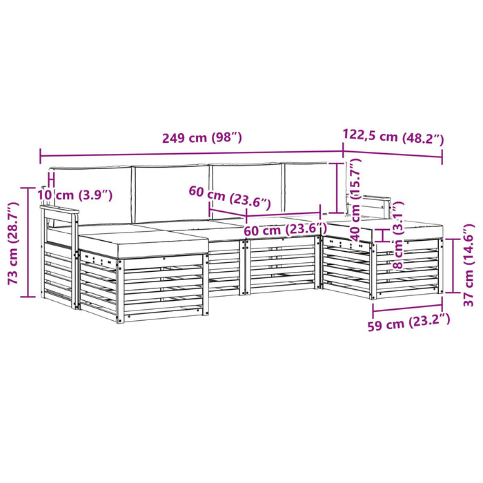 Seturi de canapele 6 pcs Natural și Bej Lemn Solid de Acacia - WALTI WALTI