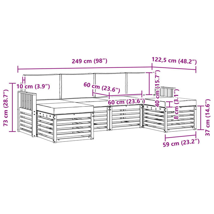 Seturi de canapele 6 pcs Natural și Bej Lemn Solid de Acacia - WALTI WALTI