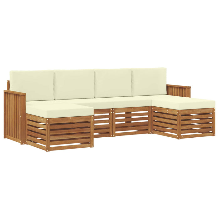 Seturi de canapele 6 pcs Natural și Crem Lemn Solid de Acacia - WALTI WALTI