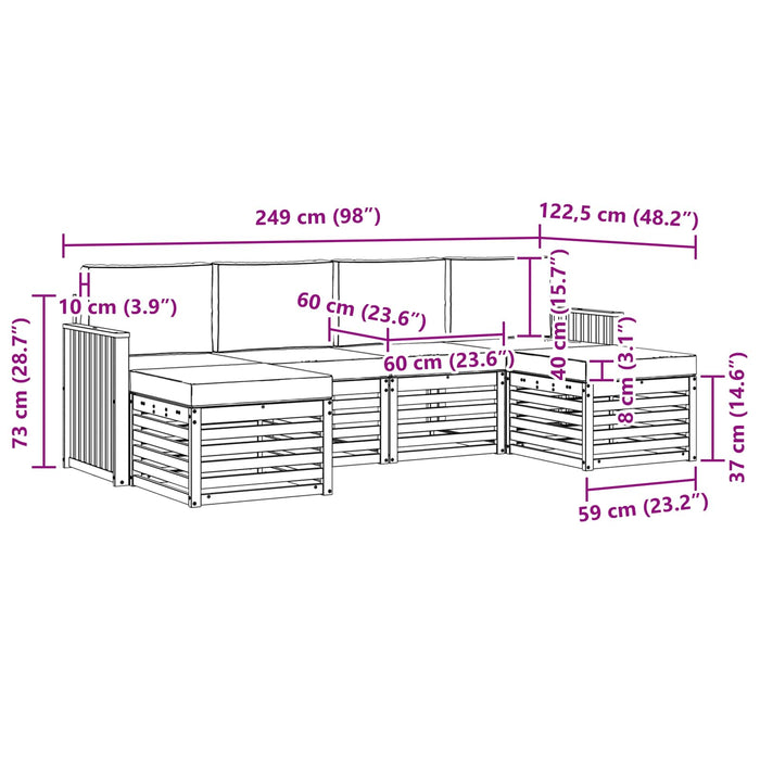 Seturi de canapele 6 pcs Natural și Crem Lemn Solid de Acacia - WALTI WALTI