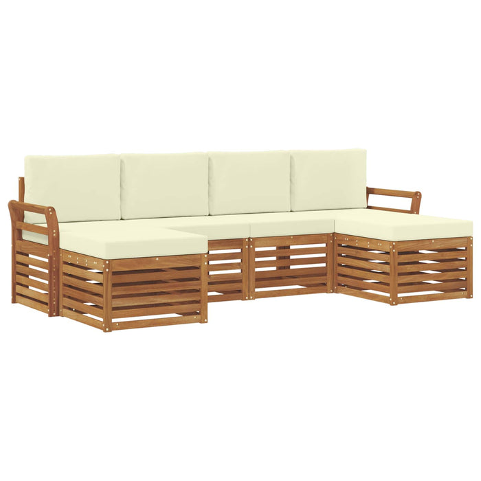 Seturi de canapele 6 pcs Natural și Crem Lemn Solid de Acacia - WALTI WALTI